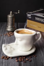 Mithra Life 110 ML Yüz Şekilli Seramik Beyaz Türk Kahvesi Fincan Takımı MIT1079
