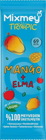 Mixmey Mango Meyve Barı 12 Adet | Sağlıklı Atıştırmalıklar – Vegan, Glutensiz, Koruyucusuz (20GR X 12 ADET)
