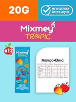 Mixmey Mango Meyve Barı 12 Adet | Sağlıklı Atıştırmalıklar – Vegan, Glutensiz, Koruyucusuz (20GR X 12 ADET)