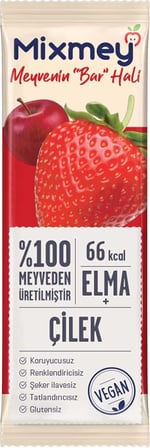 MİXMEY MEYVE BARI ÇİLEK 20 GR x 24 ADET - VEGAN VE GLUTENSİZ SAĞLIKLI ATIŞTIRMALIK