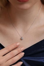 MM Madam Matmazel Tek Taşlı Kalp Elmas Model Kolye, 925 Ayar Gümüş, Kadın, Kız, Arkadaş, Takı, Sertifikalı, Hediye