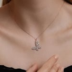 MM Madam&Matmazel Kadın Modası Kolyeleri, Kelebek Gümüş Kolye, Rodyum Kaplama, Baget Zirkon (CZ), 925 Ayar Gümüş,Butterfly (Pembe Altın)