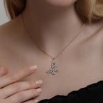 MM Madam&Matmazel Kadın Modası Kolyeleri, Kelebek Gümüş Kolye, Rodyum Kaplama, Baget Zirkon (CZ), 925 Ayar Gümüş,Butterfly (Pembe Altın)