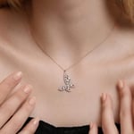 MM Madam&Matmazel Kadın Modası Kolyeleri, Kelebek Gümüş Kolye, Rodyum Kaplama, Baget Zirkon (CZ), 925 Ayar Gümüş,Butterfly (Pembe Altın)
