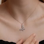 MM Madam&Matmazel Kadın Modası Kolyeleri, Kelebek Gümüş Kolye, Rodyum Kaplama, Baget Zirkon (CZ), 925 Ayar Gümüş,Butterfly (Pembe Altın)
