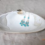 MM Madam&Matmazel Kadın Modası Madam Matmazel Otantik Firuze, Turkuaz Taşlı Mineli Sallantılı Küpe, 925 Ayar Gerçek Gümüş, Hediyelik