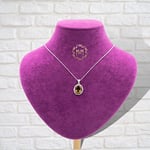 MM Madam&Matmazel Kadın Modası Madam Matmazel Zultanit ve Zirkon Taşlı Oval Model Kolye | 925 Ayar Gerçek Gümüş