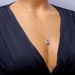 MM Madam&Matmazel Kadın Modası Sertifikalı Zirkon Taşlı Tek Taş Damla Gümüş Kolye, 925 Ayar Gerçek Gümüş, Kadın, Anne, Kız, Arkadaş Hediyesi