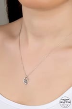 MM Madam&Matmazel Kadın Modası Sertifikalı Swarovski Beyaz Zirkon Tek Taşlı Kalp İmza Tasarım Kolye, 925 Ayar Gümüş, Sertifikalı, Kadın, Kız, Arkadaş, Anne, Hediye