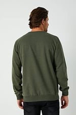 MMETALIC Erkek Basic Bisiklet Yaka Haki Sweatshirt