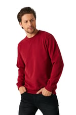 MMETALIC Erkek Bordo Basic Bisiklet Yaka Sweatshirt