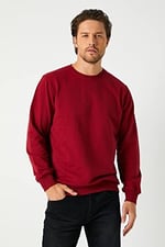 MMETALIC Erkek Bordo Basic Bisiklet Yaka Sweatshirt