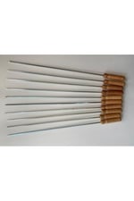 Mobilreyon - 5 Adet Ahşap Saplı Kare Şiş Boy:55Cm,Kalınlık:4Mm Tahta Saplı Kuşbaşı Ciğer Tavuk Şişi