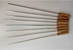 Mobilreyon - 5 Adet Ahşap Saplı Kare Şiş Boy:55Cm,Kalınlık:4Mm Tahta Saplı Kuşbaşı Ciğer Tavuk Şişi