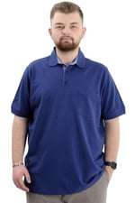Mode XL Battal Beden Erkek Tshirt Polo Yaka Cepli Klasik Pike 20552 İndigo