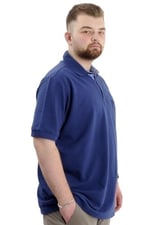 Mode XL Battal Beden Erkek Tshirt Polo Yaka Cepli Klasik Pike 20552 İndigo