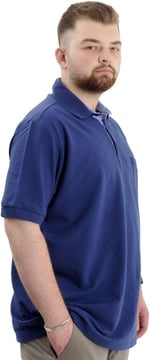 Mode XL Battal Beden Erkek Tshirt Polo Yaka Cepli Klasik Pike 20552 İndigo