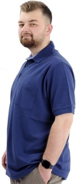 Mode XL Battal Beden Erkek Tshirt Polo Yaka Cepli Klasik Pike 20552 İndigo