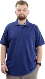 Mode XL Battal Beden Erkek Tshirt Polo Yaka Cepli Klasik Pike 20552 İndigo