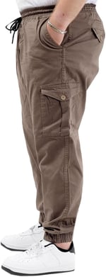 Mode XL Büyük Beden Erkek Keten Kargo Jogger Valencia 21911 Toprak