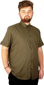 Mode XL Büyük Beden Erkek Kısa Kol Keten Likralı Gömlek - Rahat ve Şık Plus Size Giyim, Casual Moda,Geniş Beden Aralığı 20389