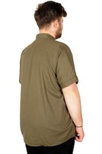 Mode XL Büyük Beden Erkek Kısa Kol Keten Likralı Gömlek - Rahat ve Şık Plus Size Giyim, Casual Moda,Geniş Beden Aralığı 20389
