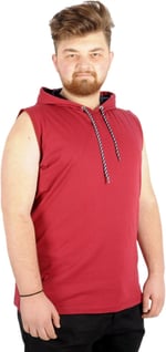 Mode XL Büyük Beden Erkek Kolsuz Kapşon Basic 21125 Bordo