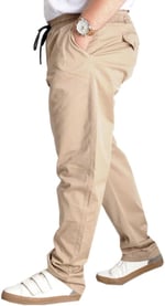 Mode XL Büyük Beden Pantolon Keten Jogger Milano 21913 Bej