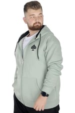 Mode XL Erkek Sweat Kapşonlu Fermuarlı 22539 Su Yeşili