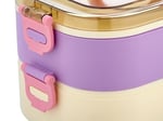 Modern Tasarım Çift Katlı Sefer Tası, 1300ML Kapasiteli, Paslanmaz Çelik SUS304, BPA İçermeyen, Vakumlu Kapaklı, Mavi ve Krem Renkli, Bölmeli Öğle Yemeği Kutusu, Beslenme Kabı, Lunch Box (Mor)