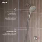 Moen 26112SRN Engage Magnetix Altı İşlevli 15,5 cm Manyetik Yerleştirme Sistemli Elde Tutulan Duş Başlığı, Nokta Dirençli Fırçalanmış Nikel