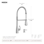 Moen Essie Mat Siyah Tek Kolu Yüksek Ark Pulldown Mutfak Bataryası, 87814BL