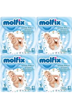 Molfix Bebek Bakım Alt Açma Örtüsü, 4'lü Set, 40 Adet, 60x60 cm, Beyaz