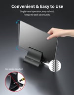 MOMAX Dikey Dizüstü Bilgisayar Standı Tutucu, Arch Gravity Otomatik Kilitleme Tutucu Depolama Yuvası, Masa Düzenleyici için Yer Tasarrufu, Tüm MacBook/iPad/Dell/Chromebook'a Uyar, Çift Dizüstü