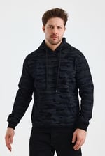 Monox Erkek Kapşonlu Kamuflaj Baskılı 3 İplik Sweatshirt