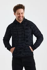 Monox Erkek Kapşonlu Kamuflaj Baskılı 3 İplik Sweatshirt