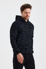Monox Erkek Kapşonlu Kamuflaj Baskılı 3 İplik Sweatshirt