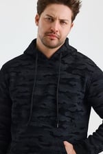 Monox Erkek Kapşonlu Kamuflaj Baskılı 3 İplik Sweatshirt