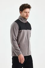 Monox Erkek Tam Fermuarlı Parçalı Spor Polar Ceket
