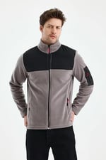 Monox Erkek Tam Fermuarlı Parçalı Spor Polar Ceket