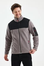 Monox Erkek Tam Fermuarlı Parçalı Spor Polar Ceket