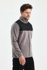 Monox Erkek Tam Fermuarlı Parçalı Spor Polar Ceket
