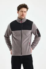 Monox Erkek Tam Fermuarlı Parçalı Spor Polar Ceket