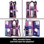 Monster High Buh-tique Hotel oyuncak bebek evi, katlanabilir oyun seti, her odada korkutucu sürprizler ve mobilya ve aksesuarlar dahil 13'ten fazla oyun parçası, JBF16