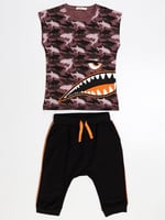 Monster Shark Erkek Çocuk T-shirt Kapri Şort Takım