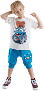 Monster Truck Erkek Çocuk T-shirt Kapri Şort Takım