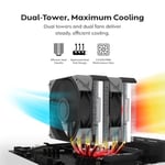 MONTECH NX600 6 Isı Borulu ve Premium Üst Kapaklı Çift Kule CPU Hava Soğutucu | 28mm E28 PWM Premium Fan | Lehimli Bakır Taban | Üstün Isı Dağılımı | Tüm Intel ve AMD Soket Desteği | Siyah | AMD AM5/A