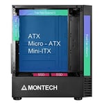Montech X2 PLUS Siyah mATX/Yüksek Hava Akışı, Mesh Ön Panel, Tam Cam Yan Panel, Önceden Takılmış 2 x 140 mm, 1 x 120 mm ARGB Fanlar/Type C / USB3.0 /