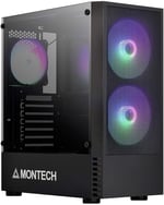 Montech X2 PLUS Siyah mATX/Yüksek Hava Akışı, Mesh Ön Panel, Tam Cam Yan Panel, Önceden Takılmış 2 x 140 mm, 1 x 120 mm ARGB Fanlar/Type C / USB3.0 /