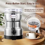 Moongiantgo Mini Baharat Kahve Öğütücü Elektrikli 10s Hızlı Öğütücü Çok İşlevli Parçalama Makinesi Kuru Tahıl Değirmeni Baharat Tohumları Pirinç Çekirdeği Çeşniler için (Gümüş, 110V)